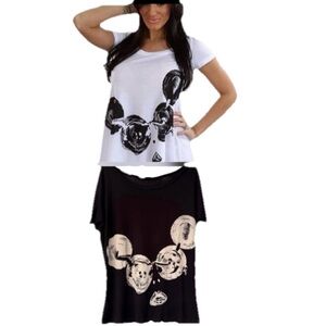 Lauren Moshi Murua Roll Up Steam Punk Women’s Black Short Sleeve Shirt Size XS